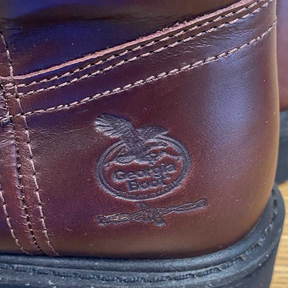 Georgia Boot Men's Dark Brown Pull-On Western Work Boots - Picture 13 of 13